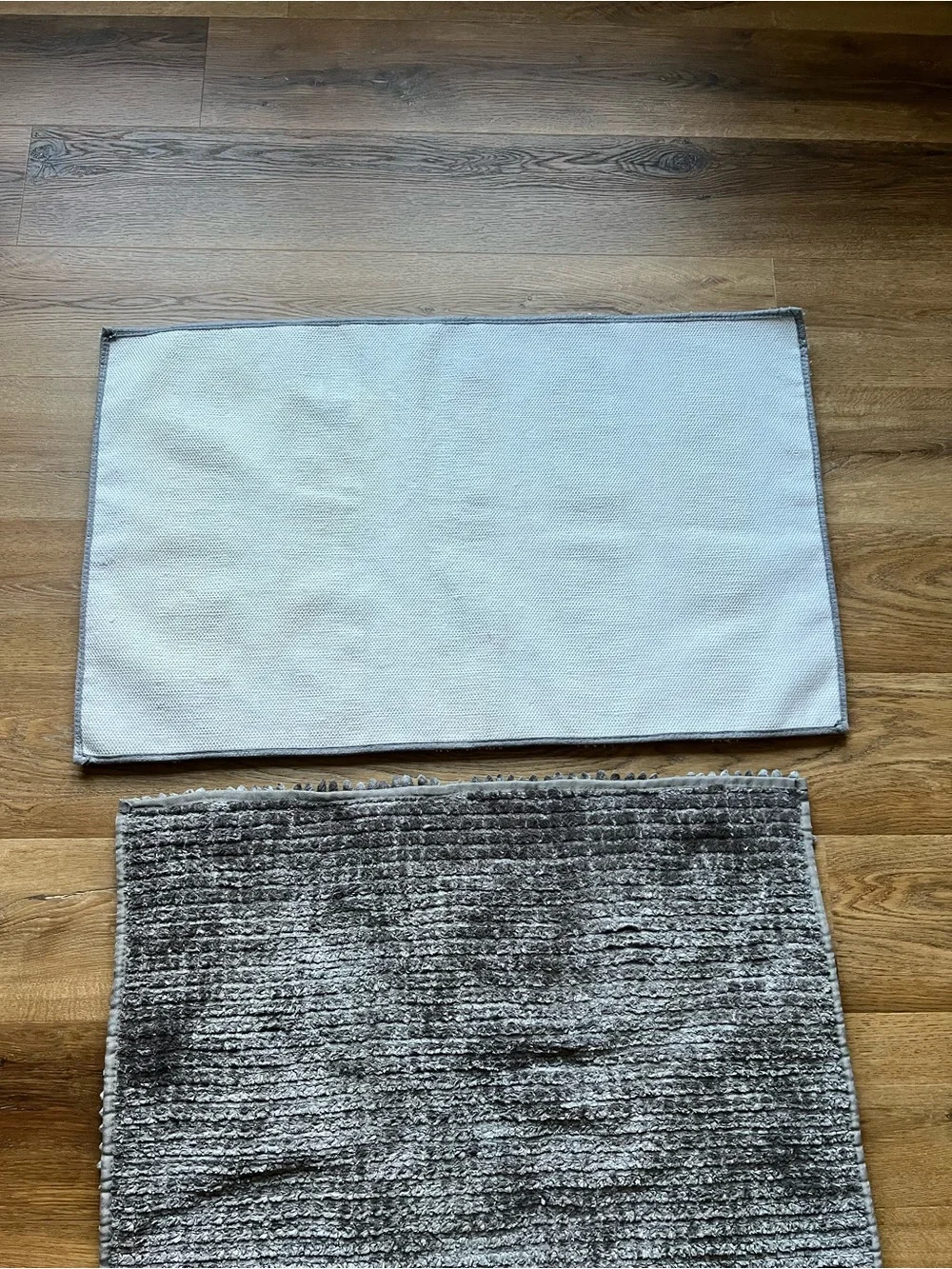 3-Pc Blue Bath Mat Set Solid Shaggy Chenille & Striped